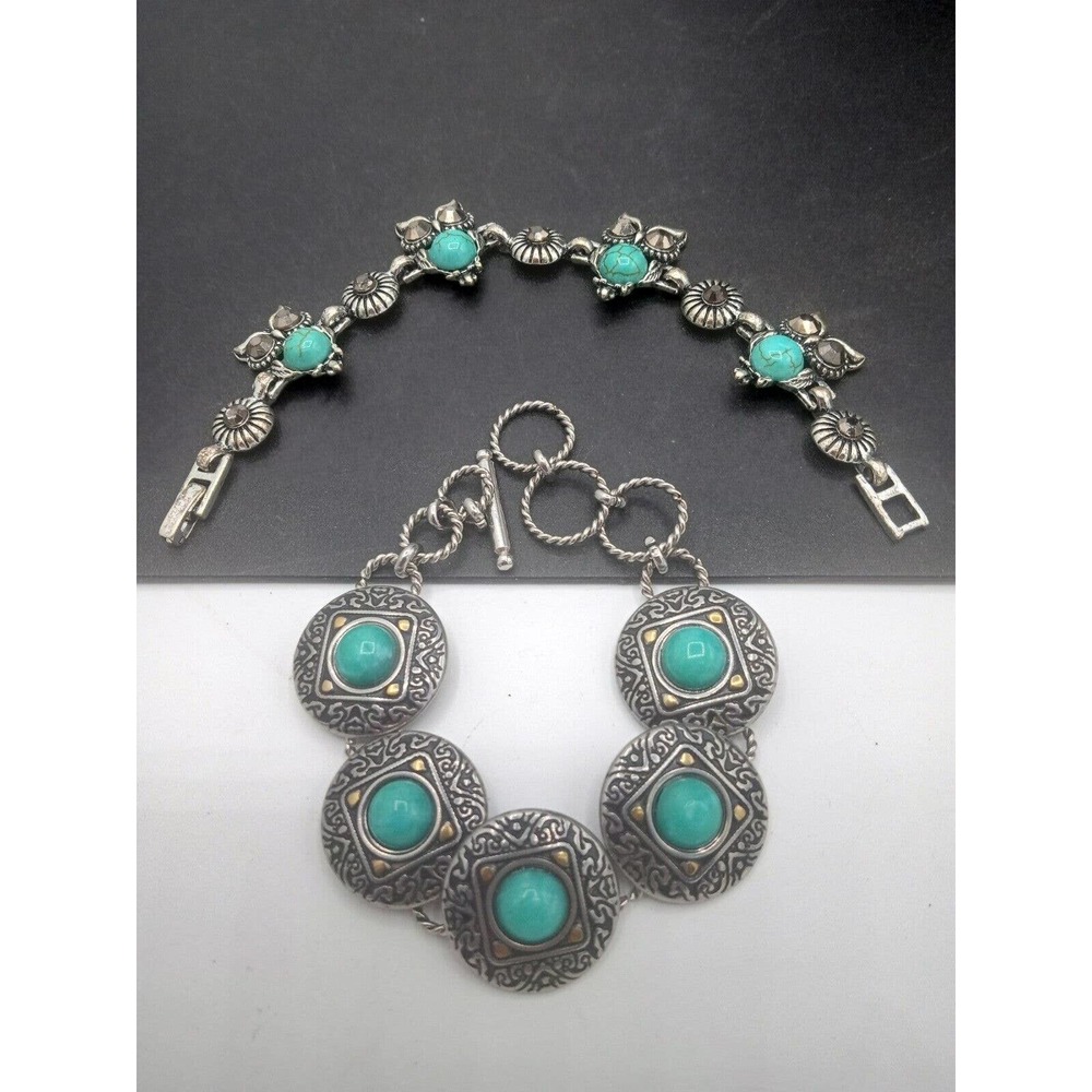 Vintage Lot Of Two Aqua Bracelets. Owl